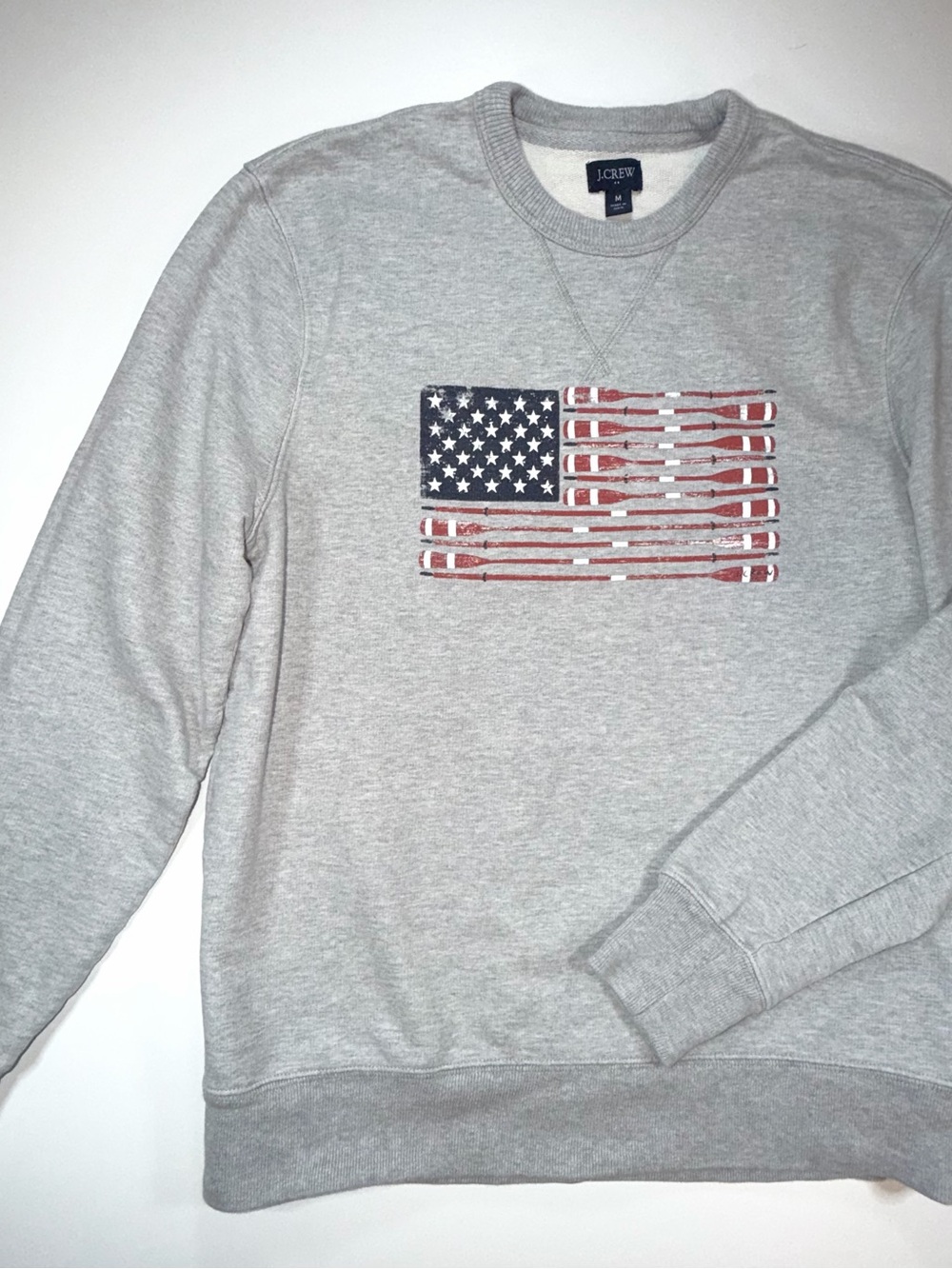 J Crew Womens Americana Sweatshirt American Flag Oar Nautical Preppy Coast Sz M - Picture 2 of 12